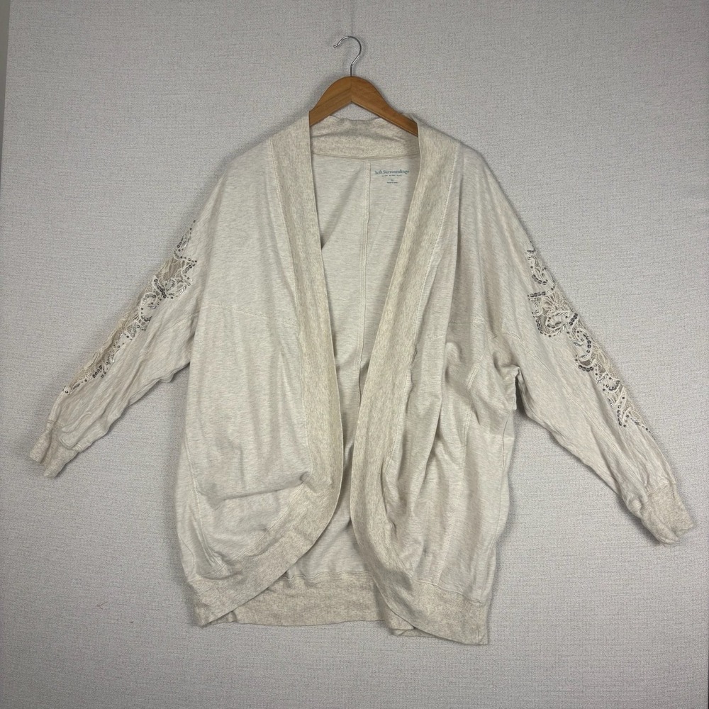 Soft Surroundings‎ Cardigan Womens 3X Open Front Cotton Unconventional Lace